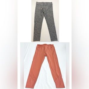 PINK Victoria's Secret Women Leggings SET OF TWO Size Large Pink Gray High Rise